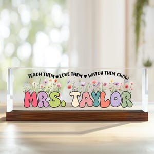 Regalos personalizados para profesores, placa de escritorio personalizada para profesores, placa de escritorio, agradecimiento a los profesores, regalo de vuelta al cole, letrero con el nombre del profesor