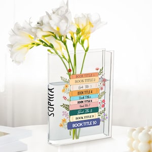 Personalized Eco-Friendly Acrylic Book Vase - Customizable with Your Favorite Book Titles, Unique Home Decor for Book Lovers