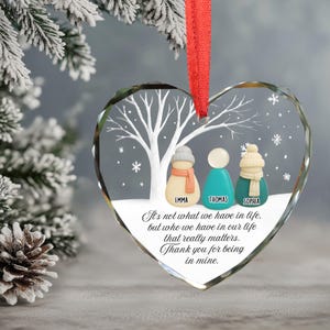 Adorno de cristal marino 2D personalizado de la amistad, decoración para árbol de Navidad para mejores amigos, regalo de amistad atemporal para Navidad.
