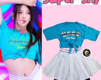 Raewadolly Newjeans Supershy Super Shy Hyein Tailor Made Kpop Style Outfit T-shirt Skirt Shorts