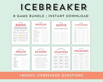 Icebreaker Games, Icebreaker questions, Printable Icebreaker, Group Activity, Office Party Games, Team building games, Dinner Party Games