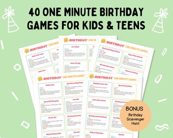 Birthday Minute to Win it Games, Birthday Party Games, One Minute Games, Birthday games for Teens, Birthday Activities, Family Party Games.