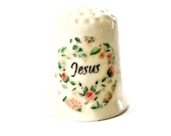 Jesus Christ Thimble, Collectible Thimbles, Decorative Thimble, Handmade Thimble, Gift for Grandma, Unique Thimble, Gift for Quilters