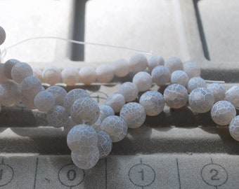 Grey Etched Cracked Dragon Vein Loose Beads Jewelry Supplies 10MM/8MM, Vein Agate Stone Beads, Grey Agate Beads, Cracked Agate Beads