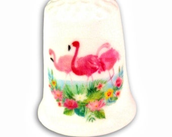 Flamingo Thimbles, Collectible Thimbles, Decorative Thimble, Handmade Thimble, Gift for Grandma, Unique Thimble, Gift for Quilters, Mom gift