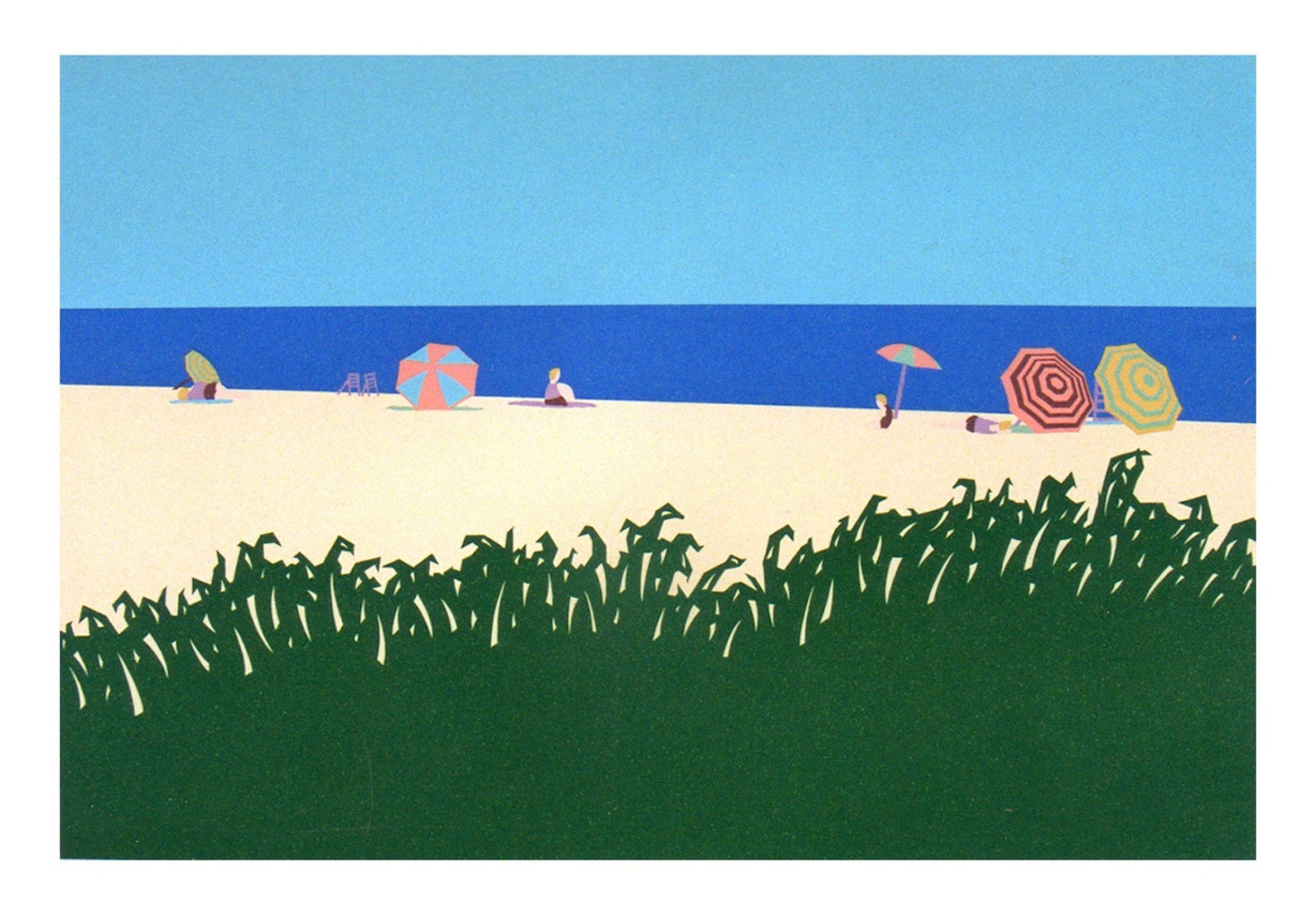 Vintage Cape Cod silkscreen print Chatham Beach Etsy