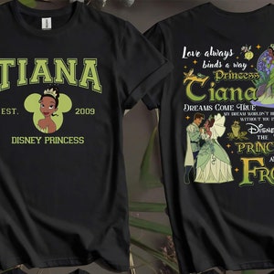 2-seitiges Tiana Prinzessinnen-Traum wird wahr Benutzerdefinierte T-Shirts für Männer, Frauen und Kinder - Größen S bis 5XL | Damen-T-Shirts erhältlich AB103-2