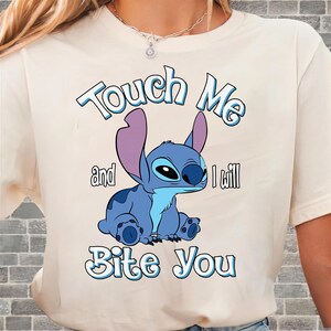Lilo & Stitch Rör mig och jag biter dig rolig t-shirt | Unisex vuxen t-shirt | Hoodie | Premium DTF-tryck | Barnalternativ | O249 bild 7