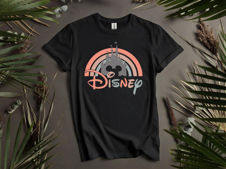Retro Disney Castle Custom Tshirts for Men, Women, and Kids Sizes S to