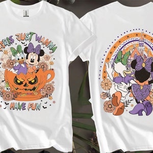 2-seitiges Minnie Daisy Besties Halloween Benutzerdefinierte T-Shirts für Männer, Frauen und Kinder - Größen S bis 5XL | Damen T-Shirts erhältlich AB23-2