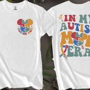 2-seitiges Vintage In meiner Autismus Mama Era Benutzerdefinierte T-Shirts für Männer, Frauen und Kinder - Größen S bis 5XL | Damen-T-Shirts erhältlich AB115-2