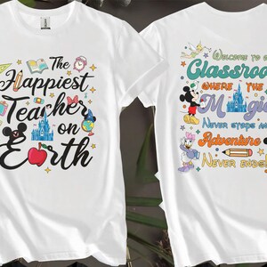 2-seitiges Mickey Friends Die glücklichsten Lehrer-T-Shirts für Männer, Frauen und Kinder - Größen S bis 5XL | Damen T-Shirts erhältlich AB63-2