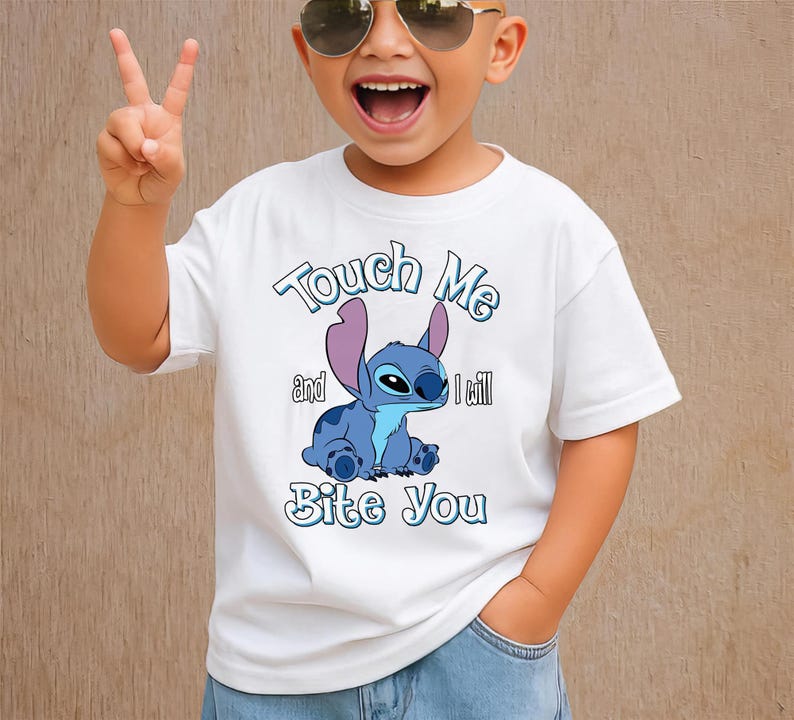 Lilo & Stitch Rör mig och jag biter dig rolig t-shirt | Unisex vuxen t-shirt | Hoodie | Premium DTF-tryck | Barnalternativ | O249 bild 9