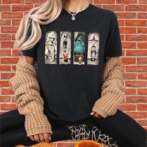Graphic T-shirt design printed on unisex apparel – available as T-shirt, hoodie, sweatshirt and romper. High-quality DTF print. Perfect for gifts, family shirts, matching outfits, friends tees. Disney Halloween Nightmare Before Xmas