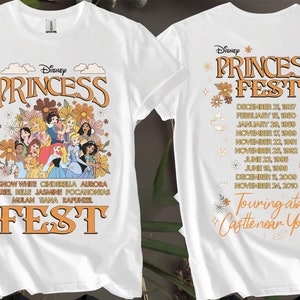 2-seitiges Disney Prinzessinnen Fest 2024 Benutzerdefinierte T-Shirts für Männer, Frauen und Kinder - Größen S bis 5XL | Damen-T-Shirts erhältlich AB53-2