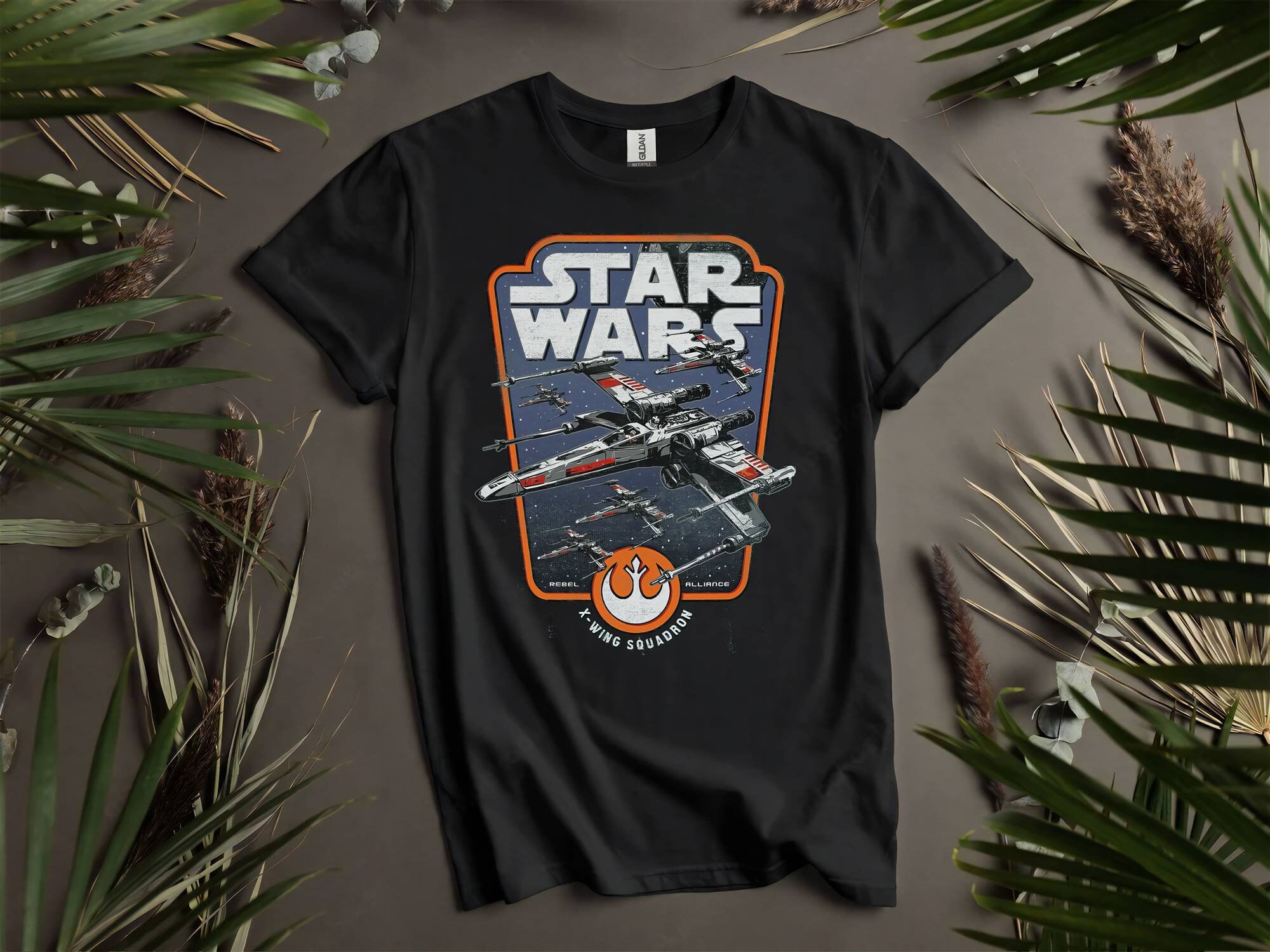 Retro 90s Star Wars X-Wing Red Squadron Vintage Custom T-Shirts for Men, Women, and Kids - Sizes S to 5XL | Ladies' T-Shirts Available K647