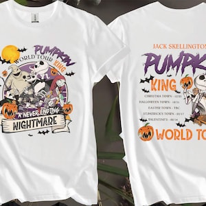 2-seitige Jack Skellington Kürbis Halloween T-Shirts für Männer, Frauen und Kinder - Größen S bis 5XL | Damen-T-Shirts erhältlich AB15-2