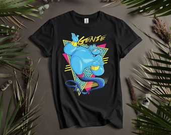 Retro Disney Aladdin Genie 90s Style Portrait Custom T-Shirts for Men, Women, and Kids - Sizes S to 5XL | Ladies' T-Shirts Available K654