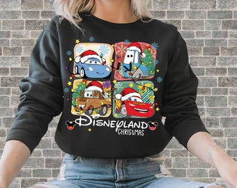 Camiseta, sudadera con capucha y mono unisex de Navidad de Disney Cars / Estampado DTF premium / Estilos vintage y estéticos / N43