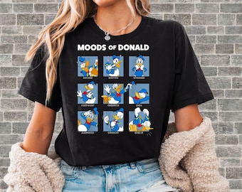 Maglietta con faccia buffa di Paperino Moods / Maglietta unisex per adulti / Felpa con cappuccio / Stampa DTF premium / Opzione per bambini / O141