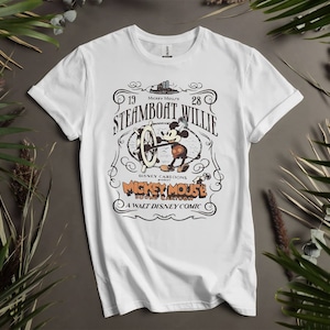 Stoomboot Willie Mickey Mouse Sound Cartoon aangepaste T-shirts voor heren, dames en kinderen - maten S tot 5XL | Dames-T-shirts Beschikbaar K386
