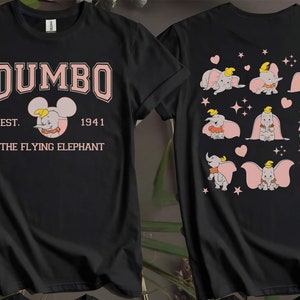 2-seitiges Dumbo The Flying Elephant Vintage T-Shirt für Männer, Frauen und Kinder - Größen S bis 5XL | Damen T-Shirts erhältlich AB79-2