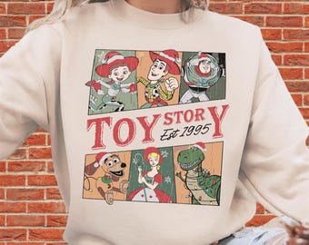 Sudadera unisex con capucha y mono de Toy Story de Disney, estilo navideño / Estampado DTF premium / Estilos vintage y estéticos / N140