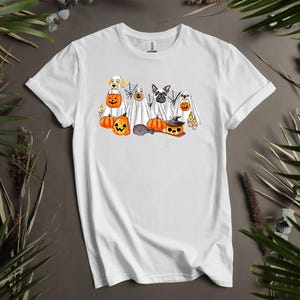 Halloween Dog Ghost Gift Lover Pumpkin T-Shirts, Hoodie for Men, Women, and Kids - Sizes S to 5XL | Ladies' T-Shirts Hoodie Available AD955