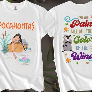 2-seitige Pocahontas Nachmittag Träumen Benutzerdefinierte T-Shirts für Männer, Frauen und Kinder - Größen S bis 5XL | Damen-T-Shirts erhältlich AB105-2