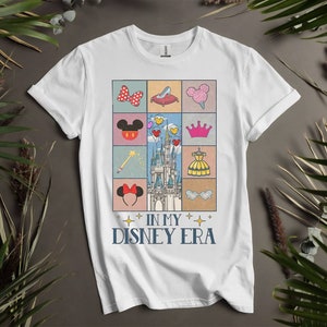 Retro Disney Castle Mickey Minnie Disney custom T-shirts voor heren, dames en kinderen - maten S t/m 5XL | Dames-T-shirts beschikbaar K857