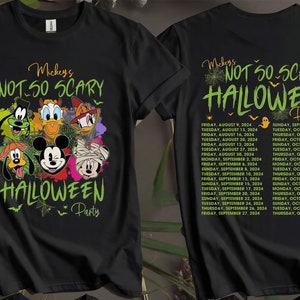 2-seitiges Mickey's Not So Scary Halloween 2024 Benutzerdefinierte T-Shirts für Männer, Frauen und Kinder - Größen S bis 5XL | Damen T-Shirts erhältlich AB21-2