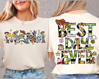 T-shirt Toy Story Meilleur jour de tous les temps | T-shirt graphique drôle personnalisé | Impression de qualité en coton | Tailles adultes enfants dames | Options de sweat à capuche et barboteuse | N800