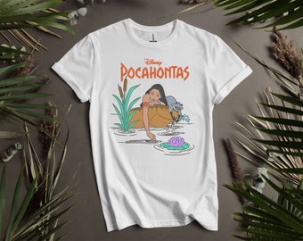 Cute Disney Pocahontas Meeko Afternoon Dreaming Custom T-Shirts for Men, Women, and Kids - Sizes S to 5XL | Ladies&#39; T-Shirts Available K53