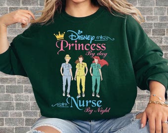 Disney Princess By Day Nurse By Unisex T-Shirt Hoodie Sweatshirt Romper | Premium DTF Print | Vintage & Aesthetic Styles | N103