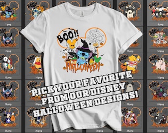 Camiseta de Disney a juego, personalizada para Halloween, todos los personajes de Disney, para hombres, mujeres y niños. Tallas S a 5XL. Camisetas para mujer disponibles. HAL