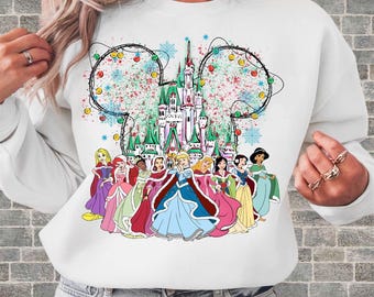Disney Princesses Xmas Unisex T-Shirt Hoodie Sweatshirt Romper | Premium DTF Print | Vintage & Aesthetic Styles | N108