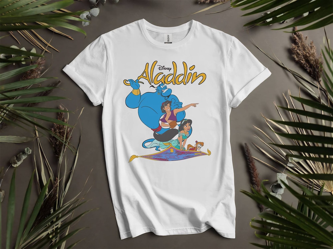 Aladdin Vintage Group Jasmine, Genie, Abu Custom T-shirts for Men