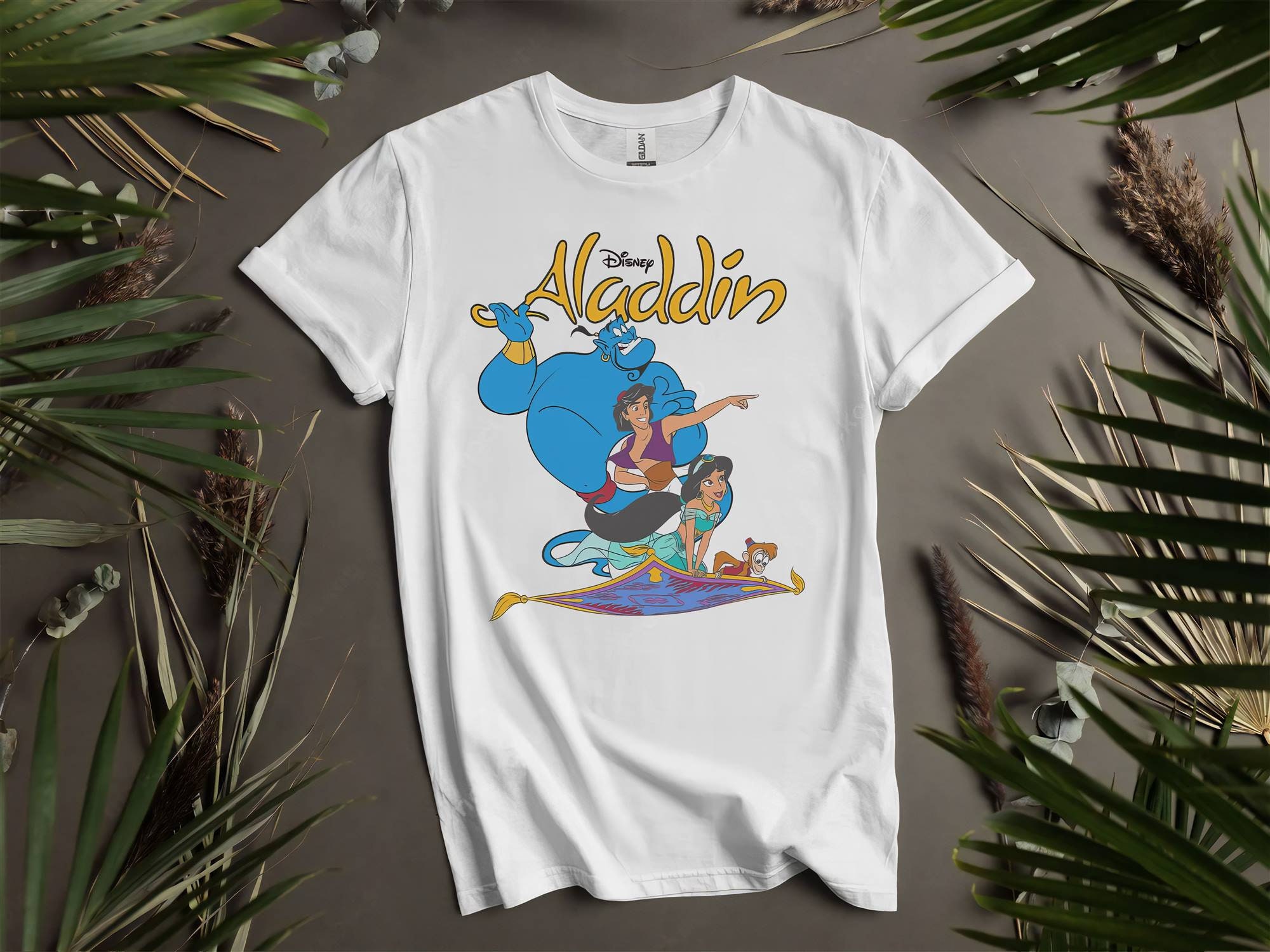 Aladdin Vintage Group Jasmine, Genie, Abu Custom T-shirts for Men