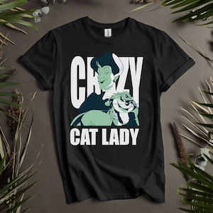 Cinderella Lady Tremaine Lucifer Crazy Cat Lady Custom T-Shirts for Men, Women, and Kids - Sizes S to 5XL | Ladies&#39; T-Shirts Available K170