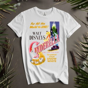 Poster vintage del film Disney Cinderella Box Art T-shirt personalizzate per uomo, donna e bambino - Taglie dalla S alla 5XL / T-shirt da donna disponibili K171