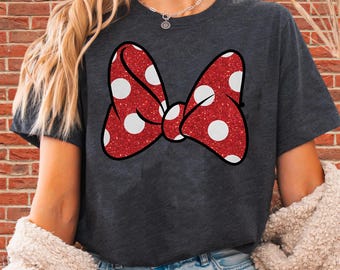 Camiseta con lazo grande de Minnie Mouse de Disney / Camiseta unisex para adultos / Sudadera con capucha / Estampado DTF premium / Opción para niños / O95
