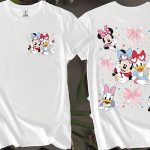 2-seitig Minnie Maus Daisy Duck Bögen Kokette T-Shirts für Männer, Frauen und Kinder - Größen S bis 5XL | Damen T-Shirts erhältlich AB27-2