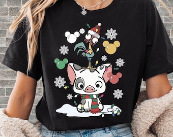 Disney Pua und Hei Hei Weihnachten Unisex T-Shirt Hoodie Sweatshirt Romper | Premium DTF Druck | Vintage & Ästhetische Stile | N109