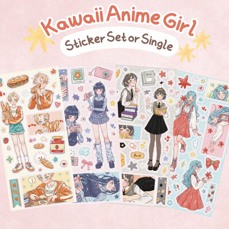 Anime Sticker Sheet Girl - Etsy