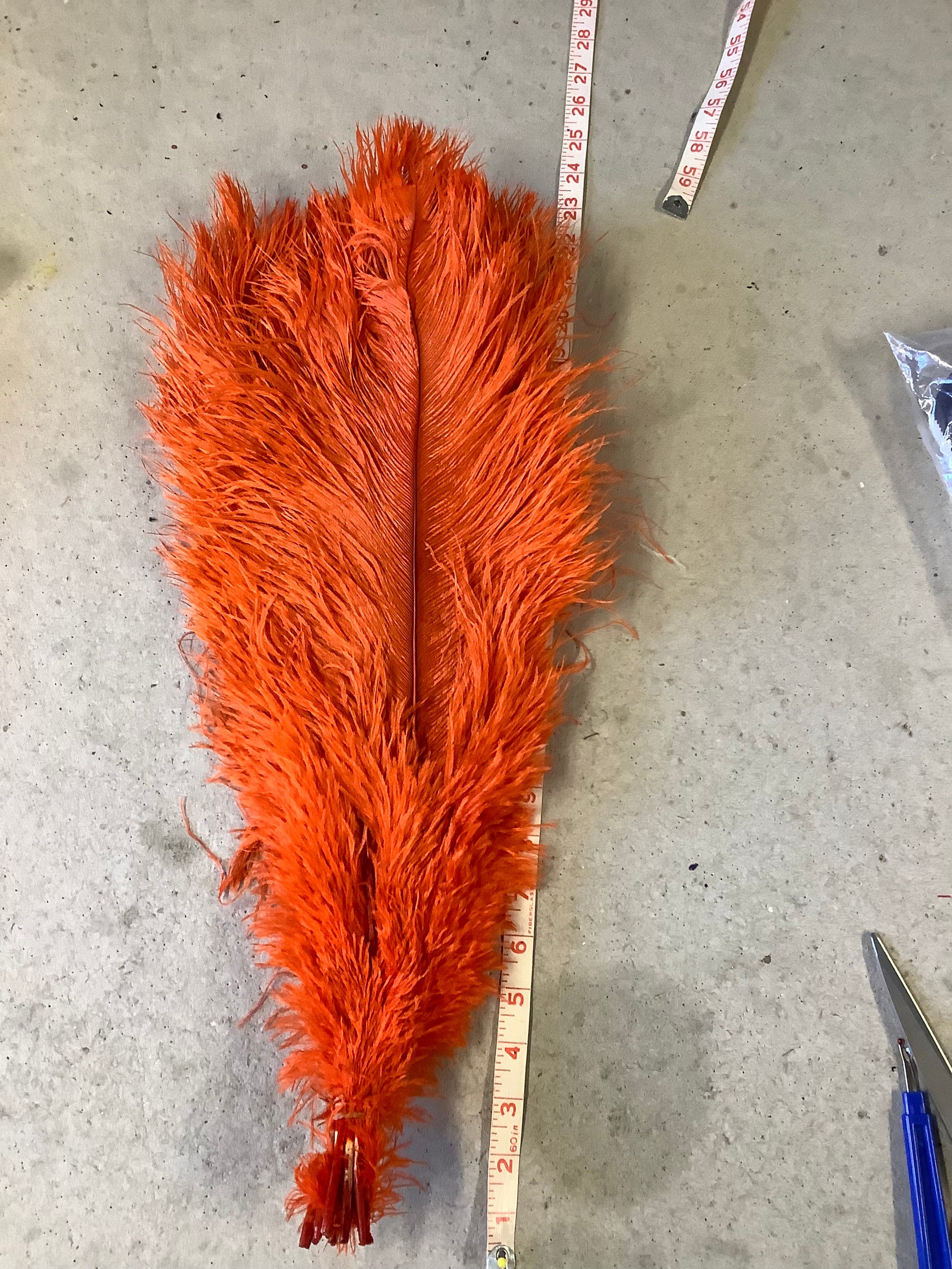 6 Inch Strip - Sunset Orange Ombre Ostrich Fringe Trim Feather