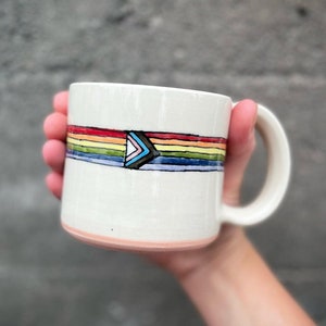 MADE to ORDER Rainbow Mug, Pride Mug, LGBTQIA Mug 15% of sales will go to the Tacoma Rainbow Center Progress Pride