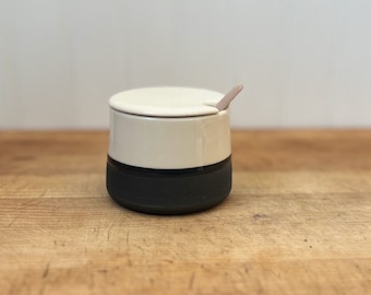 IN STOCK ~ Lidded Salt Cellar in matte black