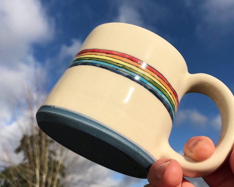 MADE to ORDER Rainbow Mug, Pride Mug, LGBTQIA Mug 15% of sales will go to the Tacoma Rainbow Center Rainbow Stripes