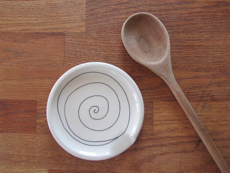 MADE to ORDER Black and White Spoon Rest various styles spiral