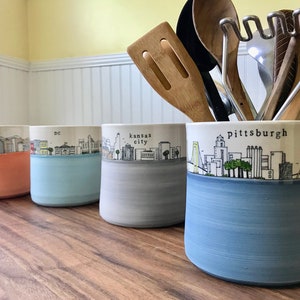 MADE to ORDER ~ City Skyline Utensil Holder